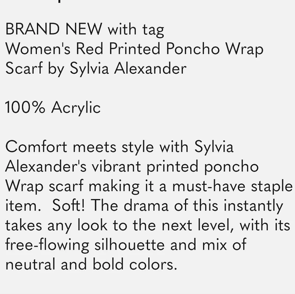 SYLVIA ALEXANDER Marled Raspberry Red Acrylic Poncho Ruana Wrap Scarf NEW NWT